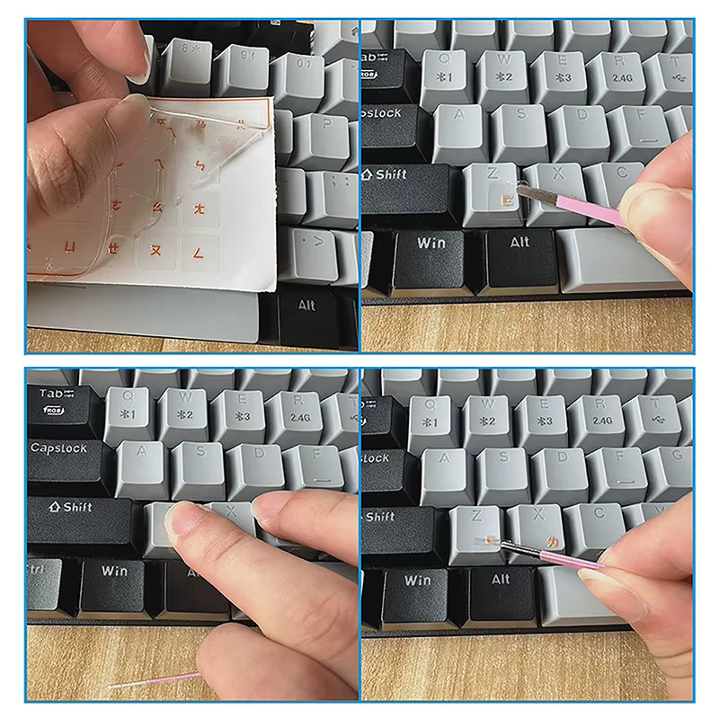CHENJ Universeller abziehbarer Folien-Tastaturaufkleber für Desktop und Laptop in Transparent und Schwarz - Bild 3
