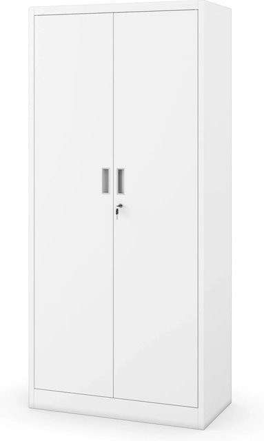 Jan Nowak Aktenschrank Jan Compact aus Metall in Weiß mit Zylinderschloss und verstellbaren Einlegeböden, H x B x T: 175 x 80 x 40 cm - Bild 1