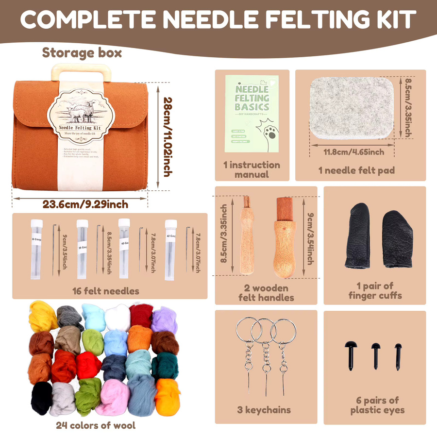 DIY Nadelfilz-Set für Anfänger mit 24 Farben Wolle und Basis-Werkzeug in Multicolour - Bild 2