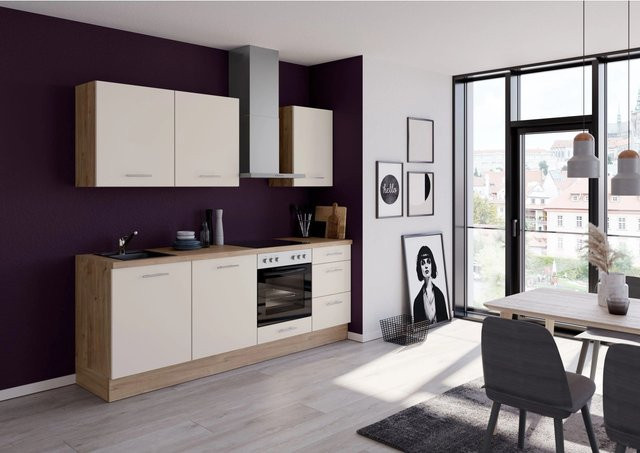 Impuls Küchen Küchenzeile IBZ42304I in Magnolienweiß mit Soft-Close-Türen und Schubladen, Breite: 230 cm, Tiefe: 57,6 cm, Höhe: 72,3 cm - Bild 1