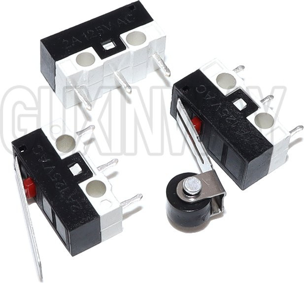 10er Set GUXINWAY Micro Endschalter SPDT mit langem Hebelarm, Momentary Push Button, Schwarz, B/T/H: 12 x 6 x 6 mm - Bild 1