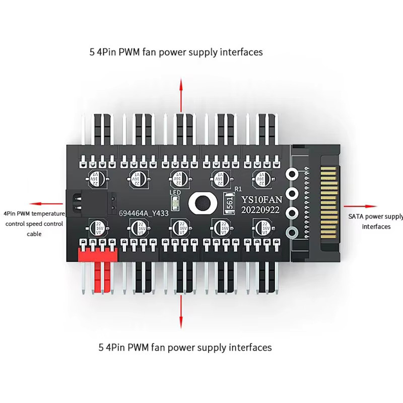 LDPCSJ Motherboard Lüfter Hub Splitter 4 Pin PWM Controller Adapter in Schwarz - Bild 3