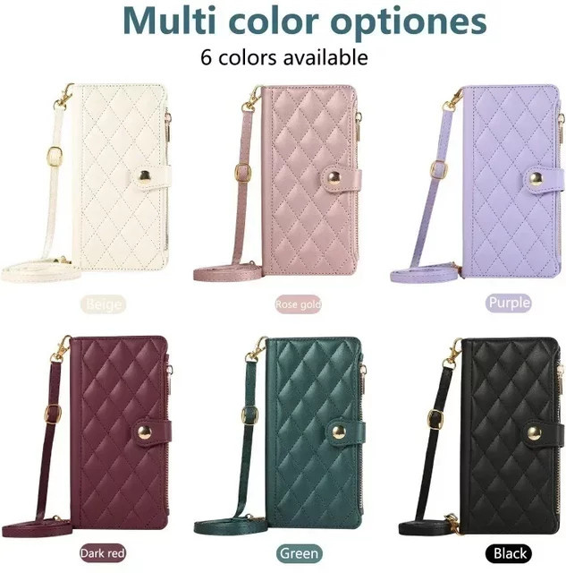 Samsung Umhängetasche Handyhülle Wallet Cover für Galaxy S25 S24 Ultra S23 FE S22 S21 Plus A17 A07 A56 A36 A26 A16 A06 A55 A15 A35 in Schwarz und Lila - Bild 1
