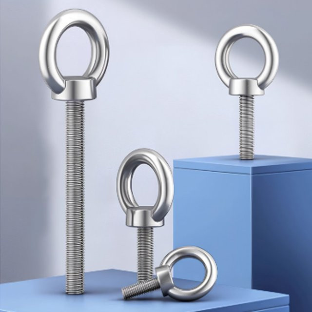 Heberauge-Schraubenbolzen aus Edelstahl A2-70 in Silber mit rundem Ring und Hakenbolzen für verschiedene Gewindegrößen M3 bis M24 - Bild 1
