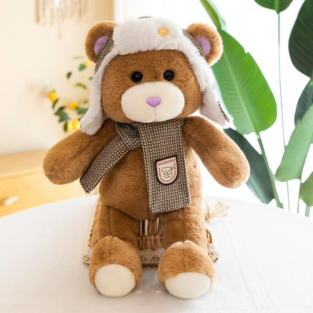 Hut Bär Plüschtier, dunkelbraun, 30cm - Bild 1