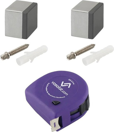 vasalat Set Türstopper Wand mit Dämpfer aus Edelstahl in Silber matt, B/H: 25 x 25 mm, Tiefe: 20 mm
