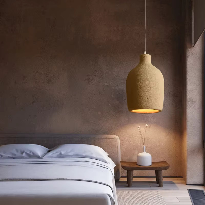 YANKE Wabi Sabi Pendelleuchte aus Zement in Beige mit warmweißem LED-Licht für Küche, Esszimmer, Wohnzimmer und Schlafzimmer - Bild 2