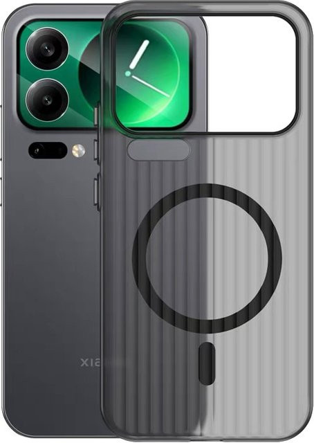Transparente MagSafe Handyhülle mit mattem Gepäckstreifen-Design für Xiaomi 17 Pro Max und Xiaomi 17 Pro 5G, stoßfeste Schutzhülle in Weiß - Bild 1