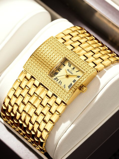 YaLaLuSi Armbanduhr, Analoguhr, Edelstahl, Gold, Bicolor, Damen - Bild 1