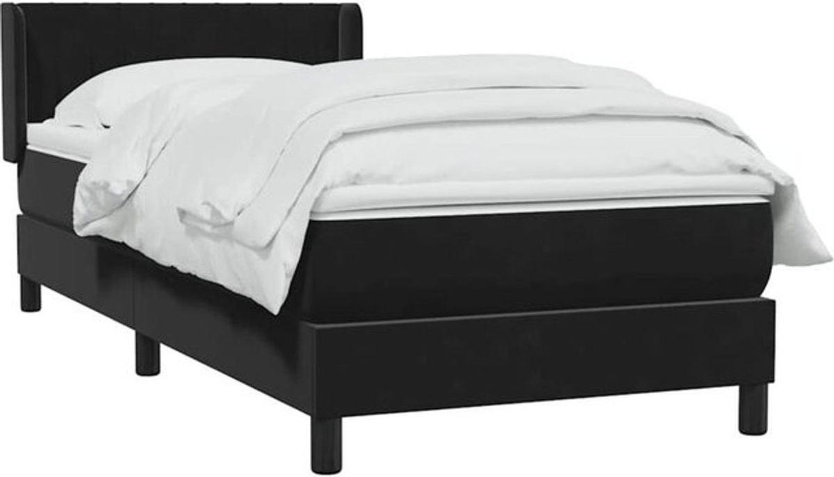 vidaxl Boxspringbett mit Matratze aus Samt in Schwarz B/T/H: 90 x 210 cm - Bild 1