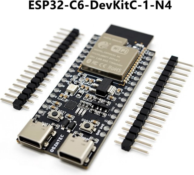 Espressif ESP32-C6-DevKitC-1 Entwicklungsboard mit 4MB Flash, WIFI6, Bluetooth und Zigbee Kompatibilität in Schwarz - Bild 1