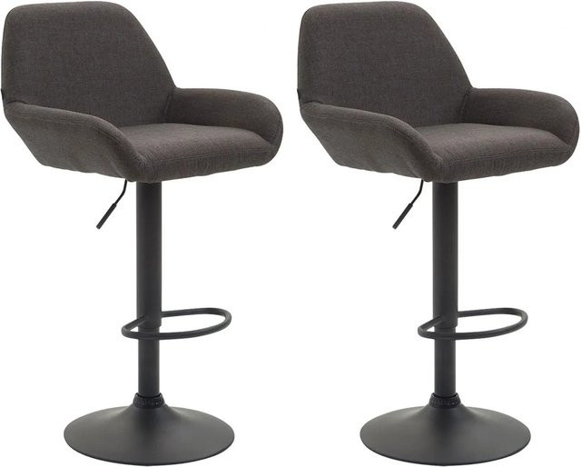 DELUKE Barhocker 2er Set DUBLIN Barstühle mit Lehne in Dunkelgrau und Schwarz aus Stoff und Metall - Bild 1