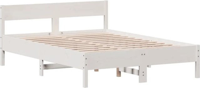 vidaXL Massivholzbett aus Kiefernholz in Weiß mit rustikaler Optik, B/T/H: 140,5 x 190 x 71,5 cm - Bild 1