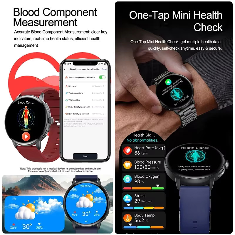 OUIO Smartwatch, Edelstahl, Schwarz, Unisex - Bild 5