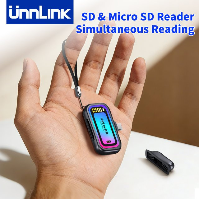 Unnlink USB-C SD und MicroSD Kartenleser TF 3.0 Speicherkarten-Adapter in Schwarz für Handy, Tablet und PC - Bild 1