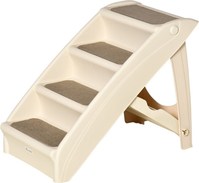 PawHut Klappleiter für Hunde mit 4 rutschfesten Stufen aus PP, Haustiertreppe bis 10 kg, Beige, B/T/H: 62 x 38 x 49,5 cm, Aosom - Bild 1