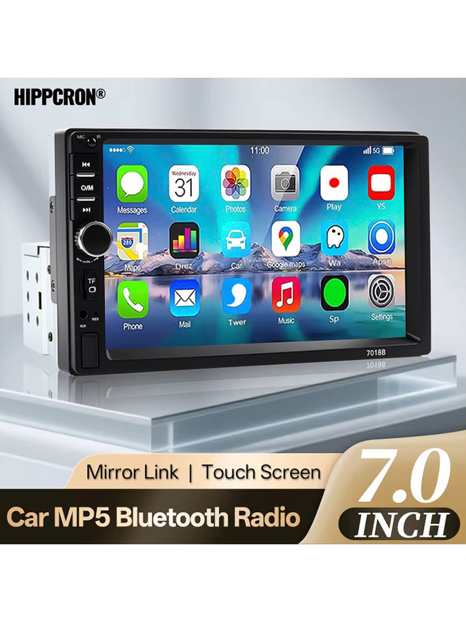 Hippcron 1 DIN Autoradio mit 7 Zoll HD Touchscreen, Multimedia MP5 Videoplayer mit Bluetooth, USB, AUX und Mirrorlink in Schwarz - Bild 7