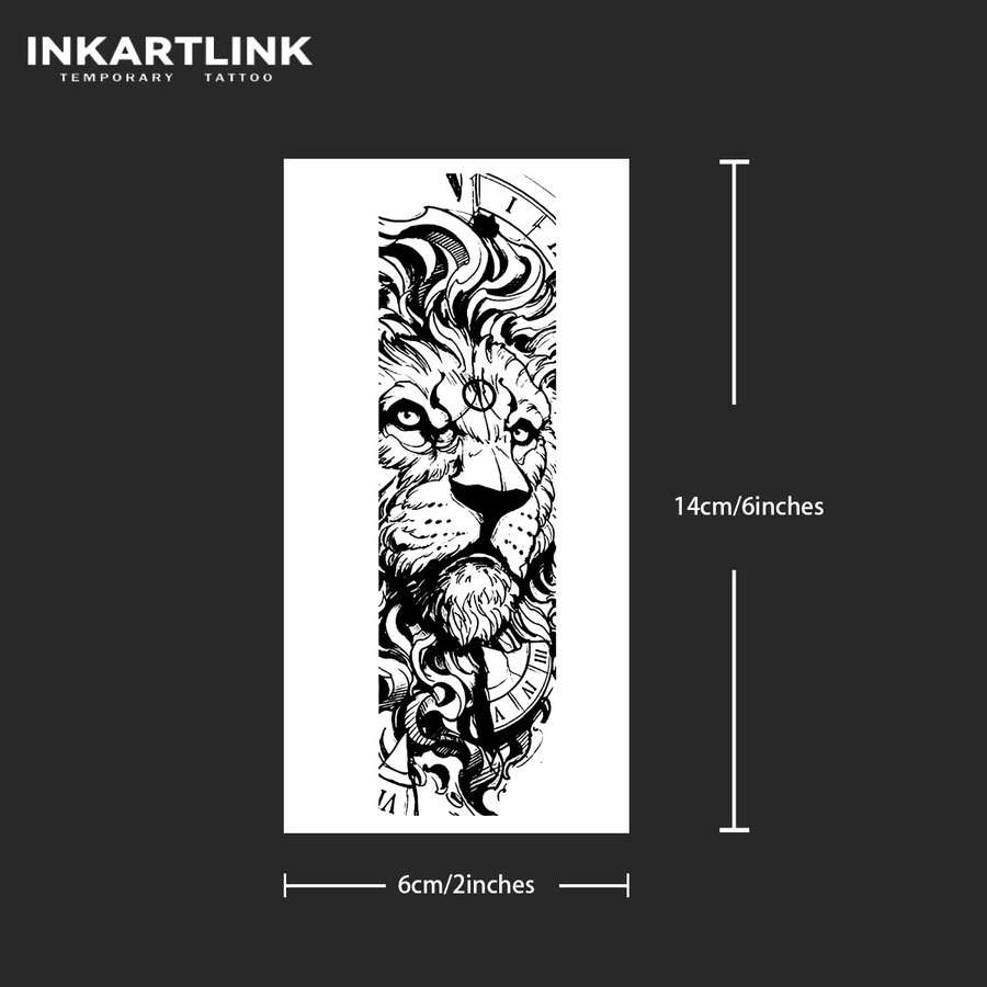 INKARTLINK Temporärer Tattoo-Aufkleber Löwenkopf, wasserfest, semi-permanent - Bild 4