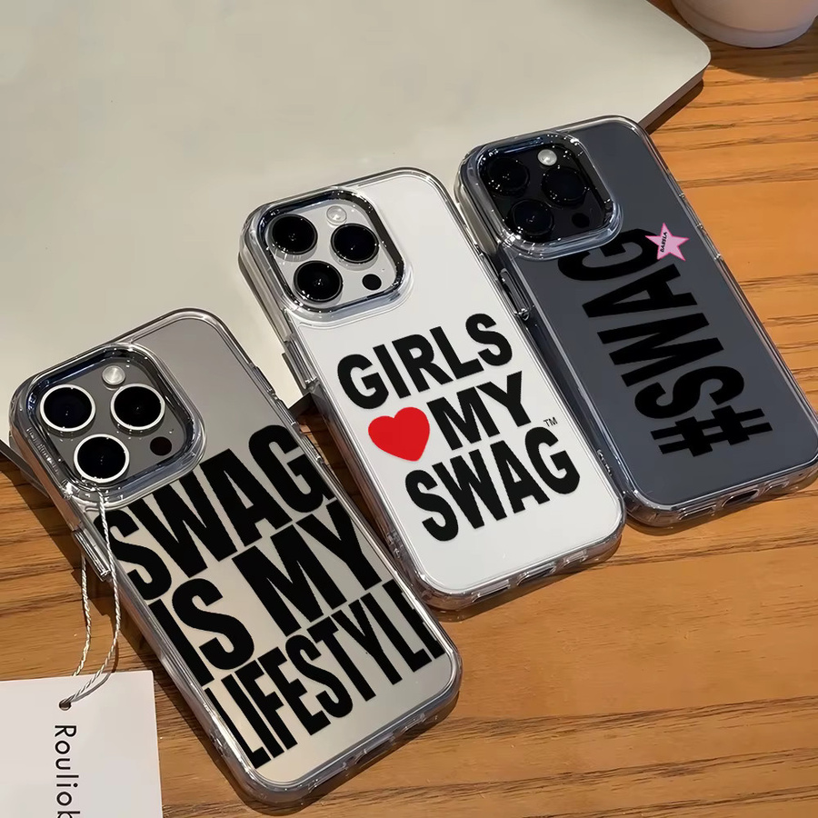 Potdemiel Handyhülle mit GIRLS LOVE MY SWAG Motiv für iPhone 11 bis 17 Pro Max, Transparent - Bild 2