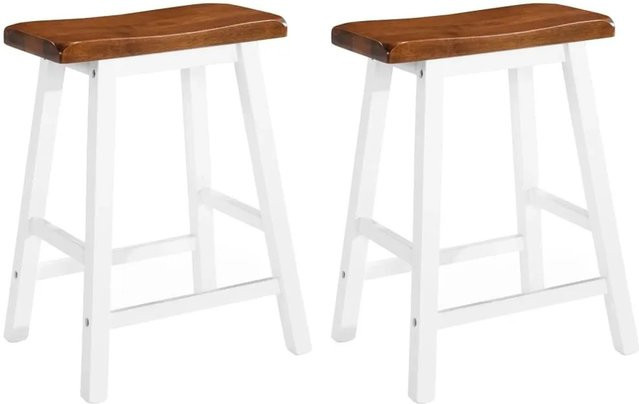 vidaXL Barhocker 2er Set aus Massivholz in Braun und Weiß - Bild 1
