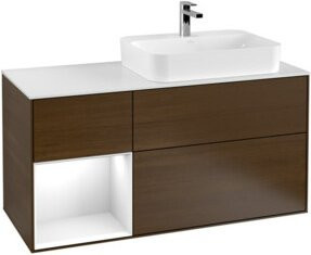 V&B Waschtischunterschrank Finion mit Wandbeleuchtung, Farbe: Weiß lackiert, Breite: 120 cm - Bild 1