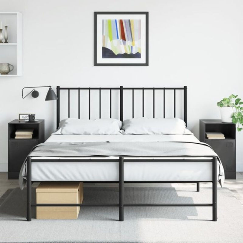 Vidaxl Nachttische 2er-Set aus Stahl in Schwarz, minimalistisches Design, B/T/H: 34,5 x 39 x 62 cm - Bild 1