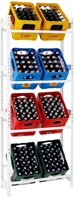 PROREGAL Getränkekistenregal aus Metall in Weiß mit verstellbaren Regalböden, H x B x T: 200 x 80 x 30 cm - Bild 1