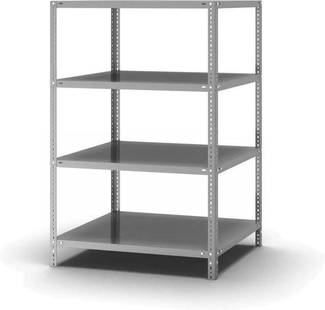 PROREGAL Edelstahlregal mit Schraubsystem in Silber, 4 Ebenen, H x B x T: 150 x 100 x 80 cm - Bild 1