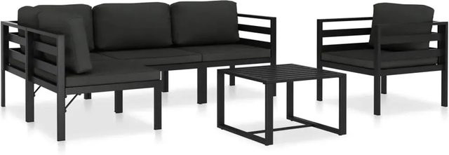 vidaXL 6-teiliges Garten-Lounge-Set in L-Form aus Aluminium mit Kissen in Anthrazit - Bild 1