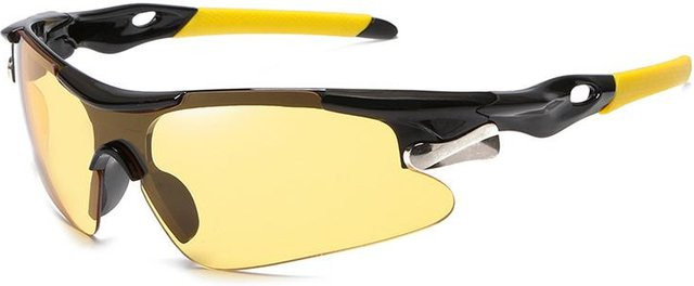 YM01-FASHION Sportsonnenbrille, Unisex, Halbrand, Kunststoff, gelb, schwarz - Bild 1
