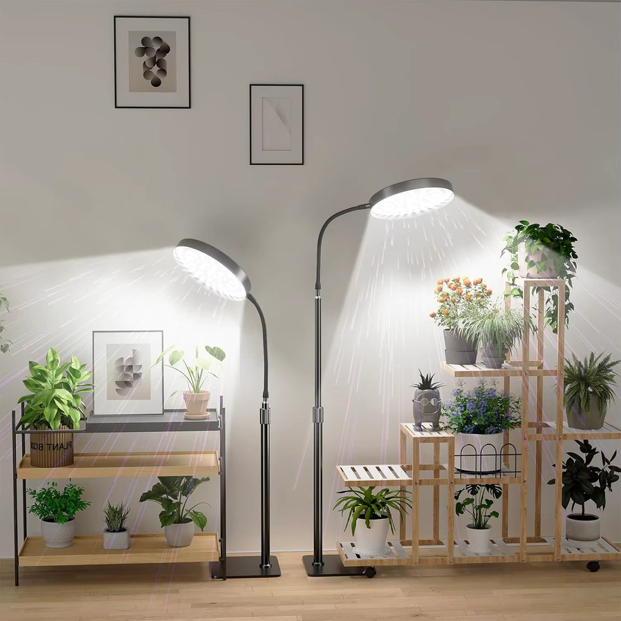 KEBINCPLED LED-Wachstumslicht für Zimmerpflanzen mit Ständer, Vollspektrum Bodenpflanzen-Wachstumslampe in Schwarz, 6000 K Cool White mit Timer - Bild 4