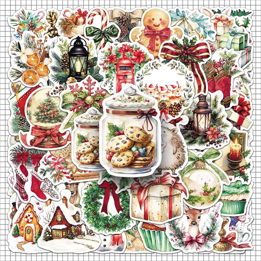 Kpustyle Vintage Weihnachten Graffiti Aufkleber Set in Multicolour zur Dekoration von Laptop, Telefon und Tagebuch - Bild 2
