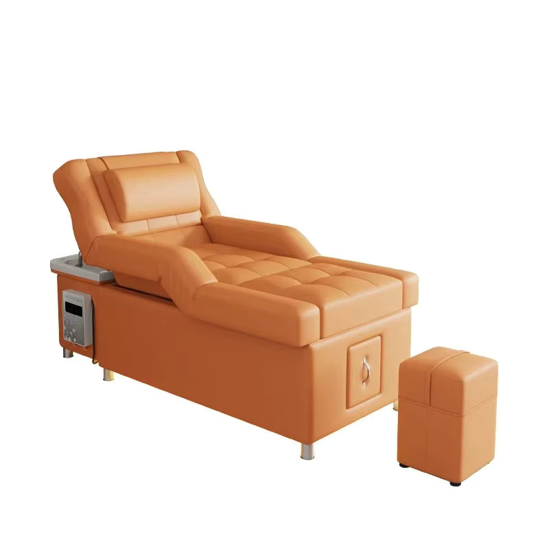 Elektrische Massage-Liege von FULANG für Kopf-Spa, Fußbad und Rückenmassage in Grau und Orange - Bild 3