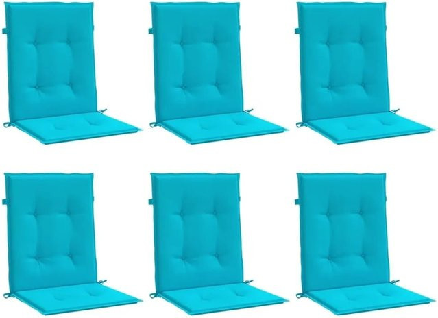 6er Set vidaXL Niedriglehner-Auflagen aus wasserabweisendem und UV-beständigem Polyester in Türkis - Bild 1