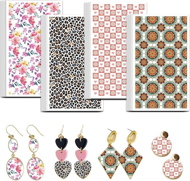 24 Stück Transferpapier mit Leopardenmuster in 4 Designs, Multicolor, für Polymer-Ton und Vintage-Blumen-Dekorationen - Bild 1