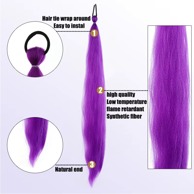 AOOSOO HAIR Synthetischer Pferdeschwanz, lila, 2 Stück, Unisex - Bild 3