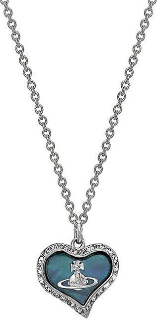 Vivienne Westwood Halskette, Petra Anhänger Herz Perlmutt Saturn, Silber, Messing, Damen - Bild 1