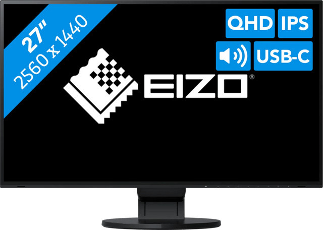 EIZO FlexScan EV2795-BK LED-Monitor, 27 Zoll, QHD, IPS, Schwarz, HDMI, DisplayPort, USB-C - Bild 1