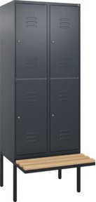 C+P Doppelstock-Spind Classic PLUS Sitzbank mit 2 Abteilen, Buche-Hartholz und Zylinderschloss, B/T/H: 212 x 80 x 81,5 cm - Bild 1
