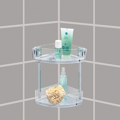 Wenko Vacuum-Loc Eckregal Quadro aus rostfreiem Edelstahl in Silber, H: 32,5 cm, T: 19,5 cm - Bild 2