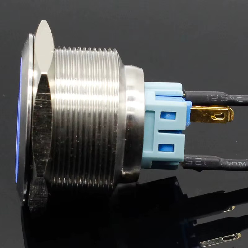 ELECAPITAL LED Druckknopf Schalter Blau 30mm Metall DPST für Industrie, Boot und Auto - Bild 3