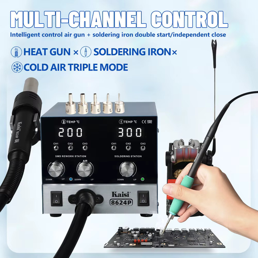 Kaisi 8624P 2 in 1 Lötstation und Heißluftstation mit 800 W für BGA SMD PCB Reparaturen - Bild 5