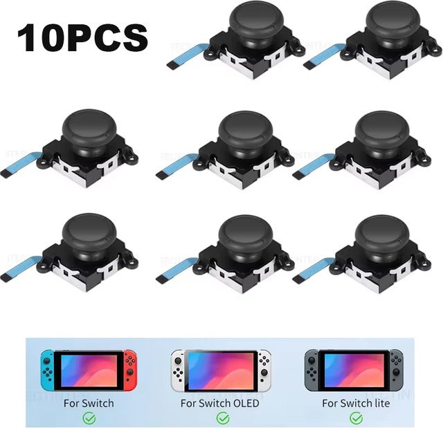 10 Stück Ersatz 3D Analog Joystick für Nintendo Switch, OLED und Lite Controller, Ersatz-Thumbsticks in Schwarz - Bild 1