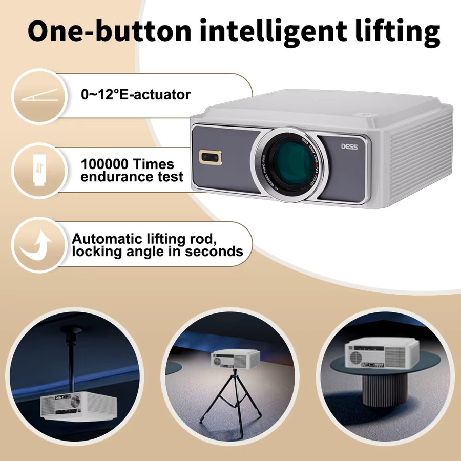 DESS 4K Heimkino-Projektor mit 1080P Full HD, Autofokus, Dual WiFi 6 und Bluetooth 5.0, Weiß - Bild 5