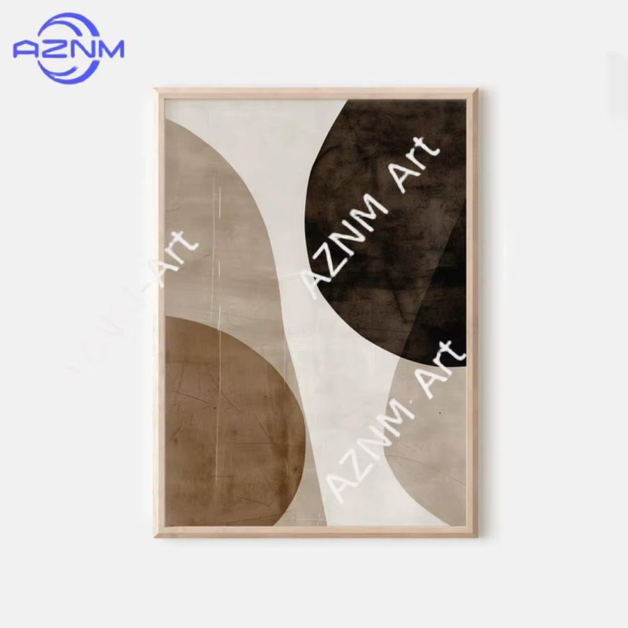 KAYOU Abstrakte Wandkunst in Beige und Braun mit organischen Formen für eine minimalistische Dekoration - Bild 4