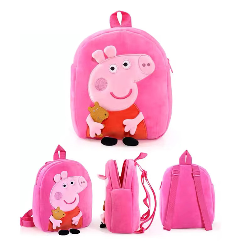 E-STRONG Peppa Pig Plüsch-Rucksack, rosa Schweinchen, Umhängetasche - Bild 3