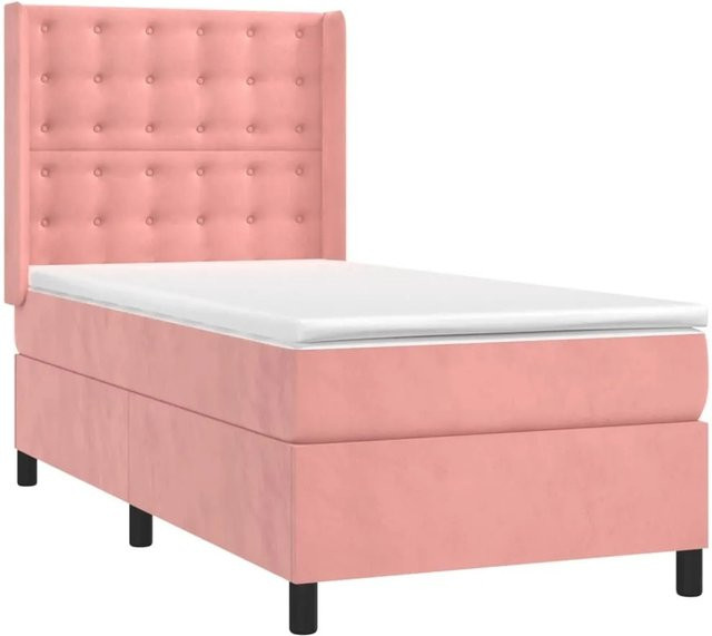 vidaXL Boxspringbett mit Matratze Rosa Samt Hybrid-Design mit Taschenfederkern B/T/H: 80 x 200 x 118 cm - Bild 1