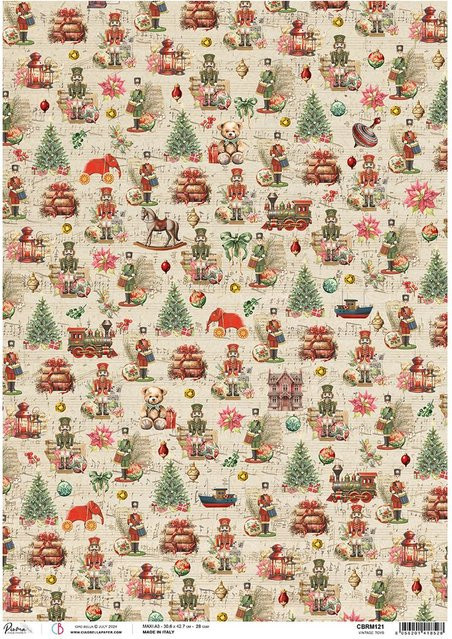 Motiv-Strohseide Ciao Bella Nutcracker Vintage Toy in Multicolor, Format A3 - Bild 1