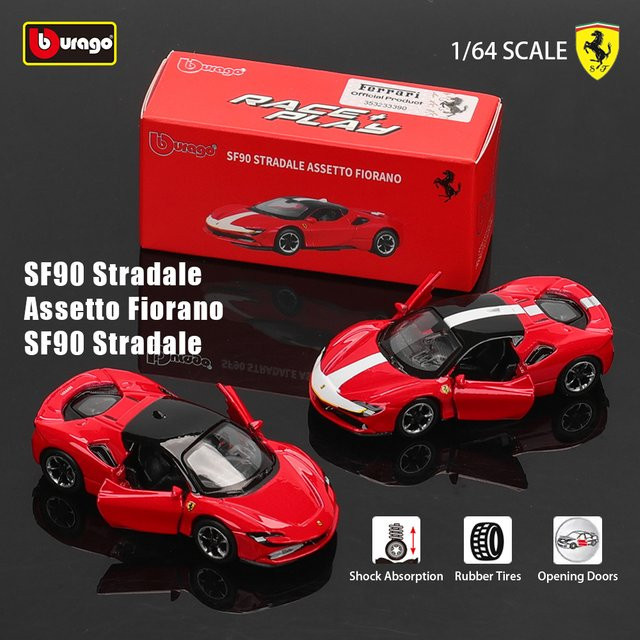 Bburago Ferrari SF90 SP1, Automodell, 1:64, Metall, Rot - Bild 1
