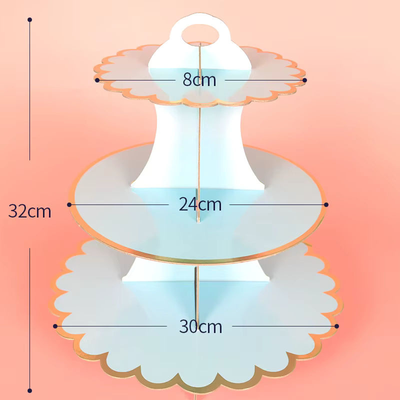 Youyouhuan 3-stöckiger Cupcake-Kuchenständer aus Papier in Rosa und Mehrfarbig mit Punktemuster für Geburtstag, Hochzeit oder Weihnachten - Bild 2